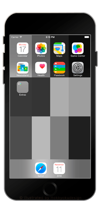 iPhoneぴったり棚の壁紙[Portrait Shelf]