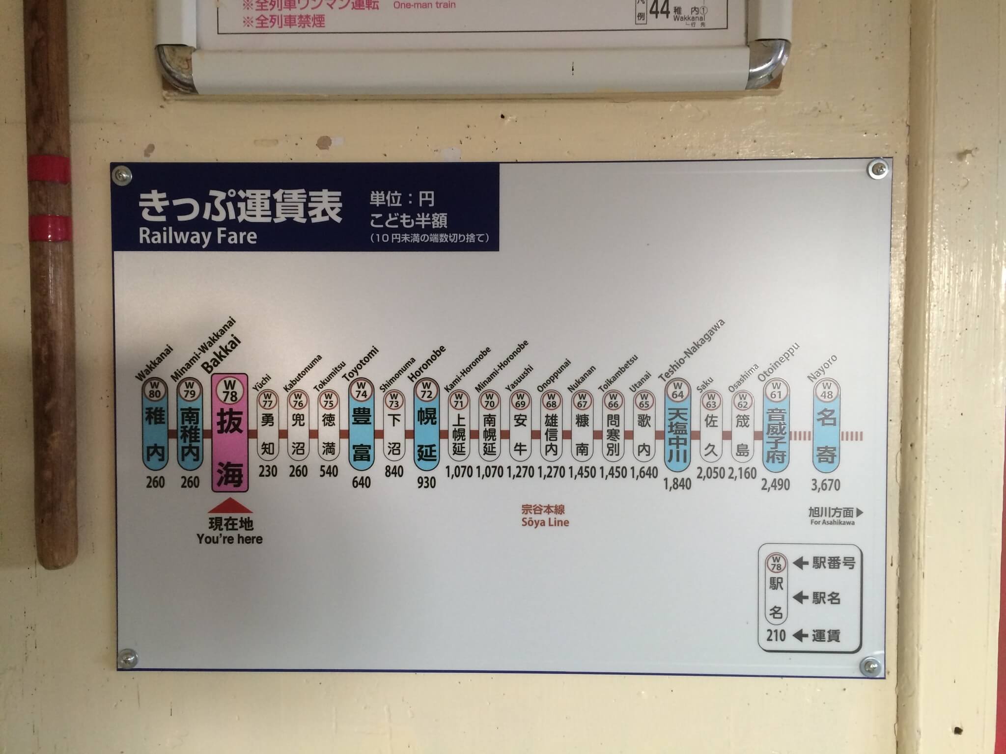 抜海駅運賃表