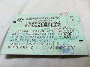 北海道東日本パス・余市下車印と改札印