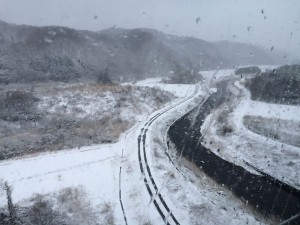 北斗星車窓　雪景色