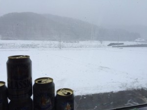 北斗星車窓　雪景色