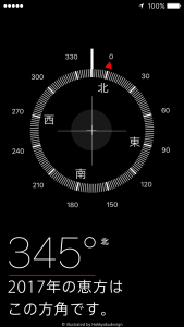 2017年、平成29年の恵方は345°です