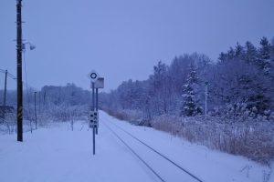 宗谷本線・真冬の安牛駅ホーム
