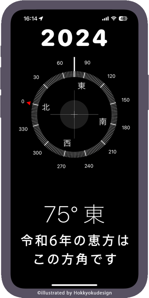 iPhoneで2024年、令和6年の恵方の方角を確認する方法